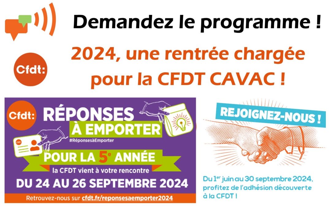 Un agenda CFDT CAVAC chargé pour cette rentrée !